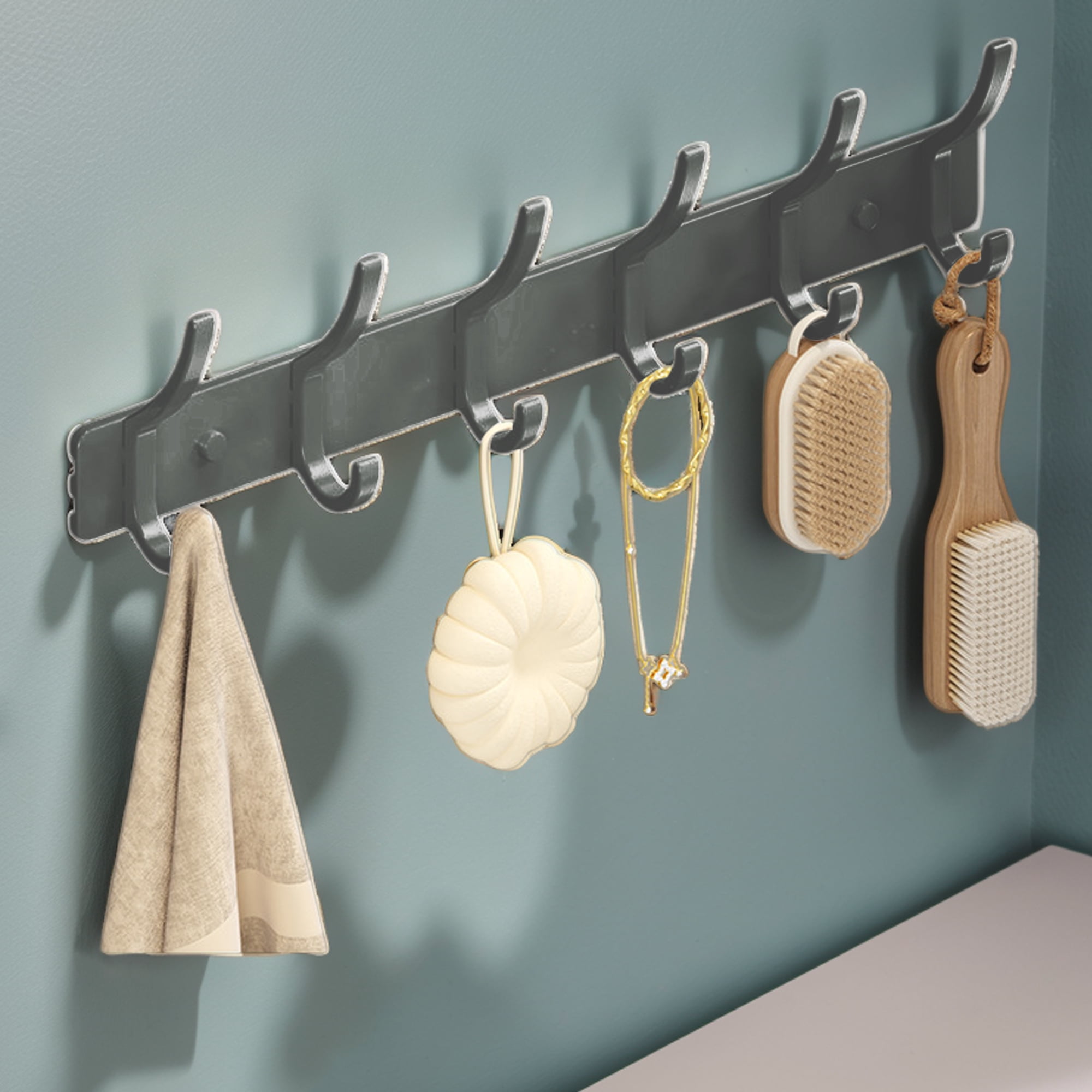 Unique Bargains Coat Rack Wall Mount Hook Gray 15x1.2x6