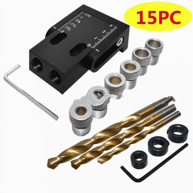 Kit con portapiezas con orificios guía de perforación abrazadera pasador localizador 15 Uds accesorios de herramientas eléctricas herramienta de instalación de conexión de tablero de madera