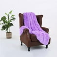 thumbnail image 4 of CozyQx Home Essentials Shaggy Long Faux Fur Throw Blanket Fuzzy Lightweight Plush Sherpa Fleece Home Decor Purple, 4 of 5