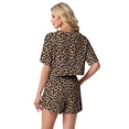 thumbnail image 5 of MINTREUS Womens Pajama Sets Striped Print Crew Neck Short Sleeve Tee and Side Split Shorts Lounge Set Cute Pj Sets, 5 of 8