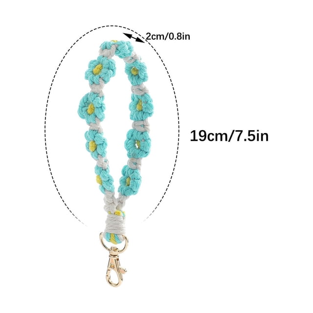 Bohemian Hand-Woven Flower Keychain Clashing Color Keychain Bracelet Pendant Phone Chain