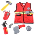 thumbnail image 4 of Traje de juego de rol para extinción de incendios con chaleco para niños de 4 a 6 años, 4 of 5