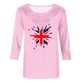 thumbnail image 3 of WREESH Womens Basic Graphic Tees Great Britain Uk Flag T-Shirts Casual 3/4 Sleeve T-Shirts Crewneck Cute Tunic Tops Loose Fit Pullover Blouses Pink, 3 of 5