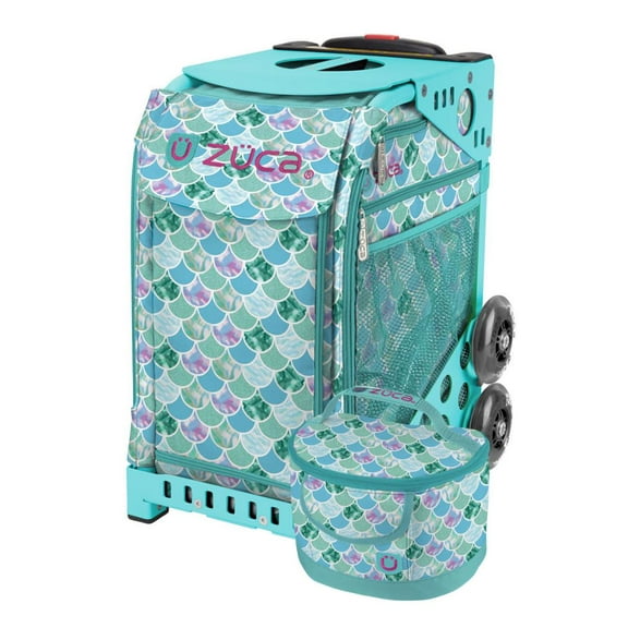 Zuca 18" Sport Bag - Kokomo Mermaid with Lunchbox (Limited Edition) with Flashing Wheels (Aqua Frame)