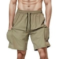 WILLBEST Mens Workout Shorts 5 Inch Inseam Lined Men's Cargo Shorts Elastic Waist Drawstring