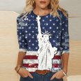 thumbnail image 2 of FAVIPT Womens American Tops 3/4 Sleeve Round Neck Tunic Tees 4th of July American Flag Print Blouses Casual Fashion Comfy Shirts Multicolor,M, 2 of 4