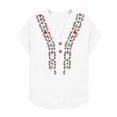 thumbnail image 7 of ClodeEU Women's V Neck Short Sleeve Embroidered Blouse,Casual Loose Fit Button Top White,Women's Plus XXL, 7 of 7