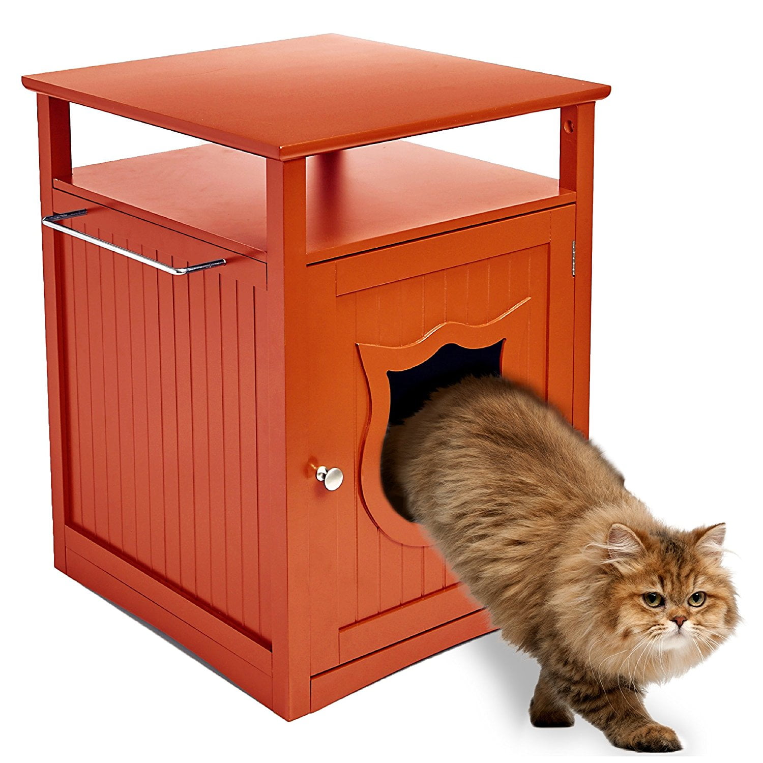 PetHupHup Kitty Cat Thunderbox Cat Litter Box Enclosure Walnut