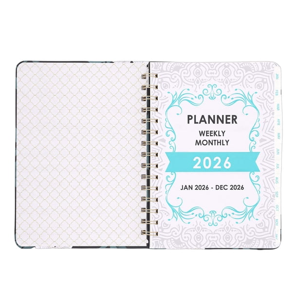 Planificador Mensual Semanal 2026, 215x155mm, 140 Páginas, Cubierta Floral Exquisita, Agenda A5 2026
