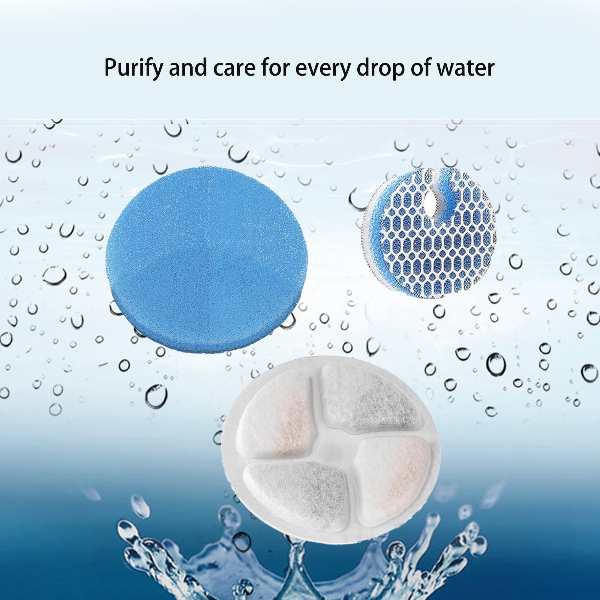 Genligt 36 Pack Activated Carbon Sponges Foam Filters, for 67OZ/2L Homtyler Stainless Steel Automatic Cat Water Fountain Filters