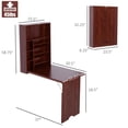 thumbnail image 3 of Wall Mounted Foldable Desk with Storage Compartments, Fold Down Desk Table, Computer Desk for Living Room Bedroom, Mahogany, 3 of 8