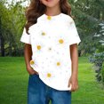 thumbnail image 4 of Fesfesfes Girls Boys Short Sleeve T Shirts Kids Casual Crewneck Summer Loose Basic Tee Fashion Flower Print Pullover Tops 3-14 Years(White,11-12 Years), 4 of 9