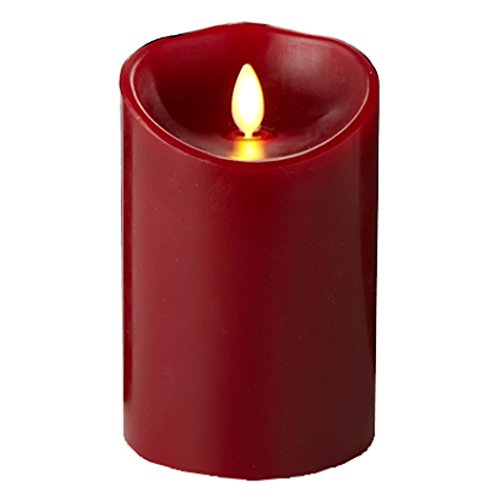 Darice Luminara Realistic Artificial Flame Pillar Candle w/ Timer Red