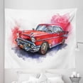 thumbnail image 1 of Car Tapestry, Watercolor Style Painting Print of Classic Red Toned Automobile Print, Fabric Wall Hanging Decor for Bedroom Living Room Dorm, 5 Sizes, Vermilion and Dark Taupe, by Ambesonne, 1 of 1