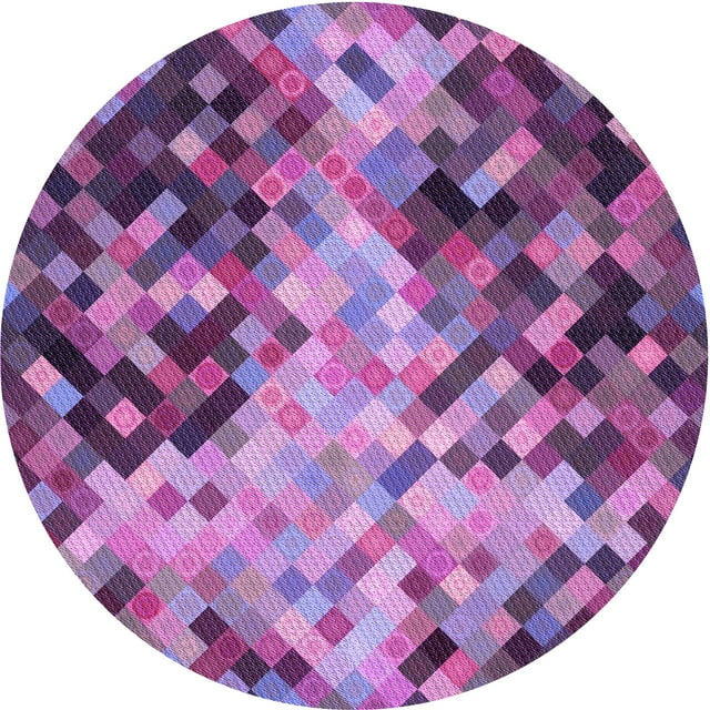 Ahgly Company Machine Washable Indoor Square Transitional Dark Magenta Purple Area Rugs, 3' Square