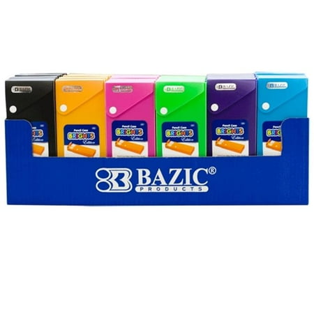 Pencil Display - Bazic 812 Bright Color Slider Pencil Case w/ PDQ Display