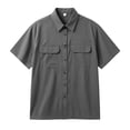 thumbnail image 6 of BUWTTED Shirts for Men with Double Chest Pockets Lightweight Short Sleeve Summer Breathable Button Down Hiking Travel Work Grey Shirt L, 6 of 7