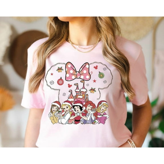 Disney Princess Holiday Shirt, Disney Girls Matching Holiday Tee, Girls Disney Trip Shirt, Xmas Party Tee, S-5XL Shirt