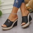 thumbnail image 6 of Sandals Women Wedge Open Toe Thick Soled Slip-on Spring Summer Fashionable Casual Versatile Solid Color Beach Shoes, 6 of 10