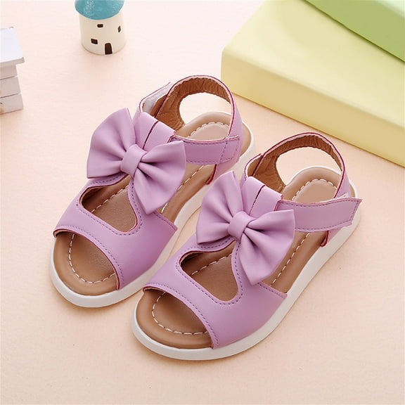 Pejock Baby Girls' Boys' Sandals Comfort Outdoor Casual Beach Shoes Toddler Shoes Baby Girls Cute Fashion Bow Non-slip Small Leather Princess Shoes, 18M-9Years