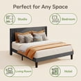 thumbnail image 4 of Lofka Queen Size Bed Frame with Upholstered Wing Back Headboard for Bedroom, Dark Gray Finish, 4 of 10