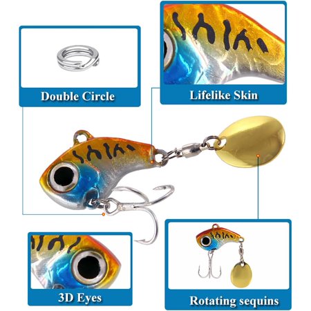 UBSWF-Blade Baits Metal VIB Fishing Lures Hard Spinner Blade Baits Long Casting Jigging Spoons for Bass Walleye Trout Fishing Accessories