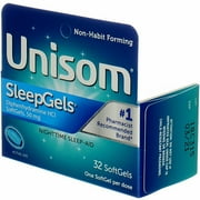 Unisom SleepGels Nighttime Sleep-Aid Softgels, 32 Ct (2 Pack) (Bundle)