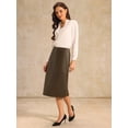 thumbnail image 3 of DARING DIVA Women's Faux Leather High Waist Knee Length Skirts X-Large Brown, 3 of 6