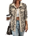 thumbnail image 2 of Women' Corduroy Leopard Jacket Button Down Long Sleeve Blouses Fall Jacket Casual Coat Color M, 2 of 6