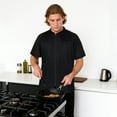 thumbnail image 3 of TOPTIE Veste de Chef à Manches Courtes Noire Respirante à Fermeture Éclair Uniforme de Chef avec Maille Tricotée, 3 of 7