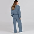 thumbnail image 4 of Women's 2 Piece Outfits Casual Lapel Half Zip Sweatshirts and Wide Leg Pants Tracksuit Sets Sky Blue 2XL, 4 of 6