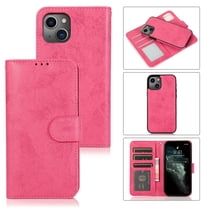 Nalacover Wallet Case for iPhone 14, Vintage Retro PU Leather Soft Silicone Shockproof Magnetic Flip Folio Cover with Kickstand Card Slots Holder Wrist Strap Shockproof Case for iPhone 14, Rose