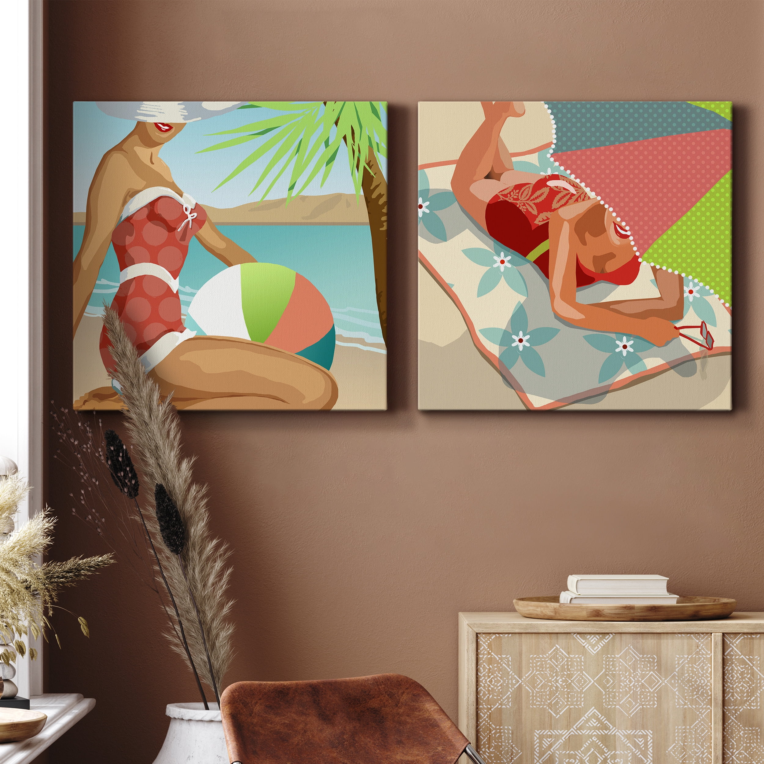 Beach Beauty I - Premium Gallery Wrapped Canvas - Ready to Hang Set of 2 - 40 x 40 Each