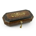 thumbnail image 1 of Traditional Floral Motif Wood Inlay Cut Corner Music Jewelry Box - I'm A Little Teapot, 1 of 2