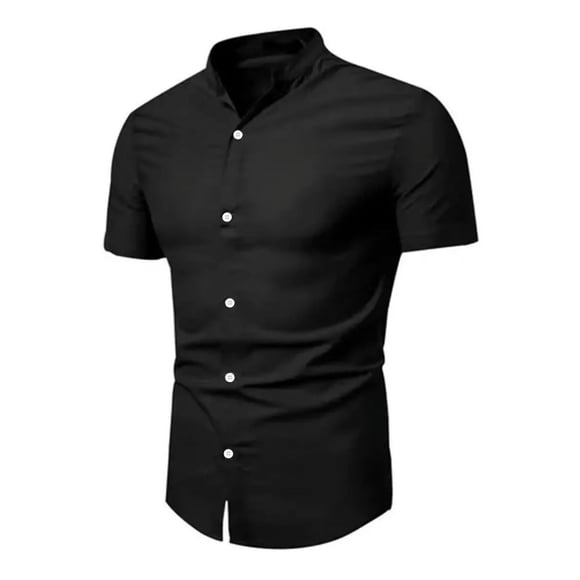 Camisa Cuello Mao Manga Corta Hombre Vestir Caballero