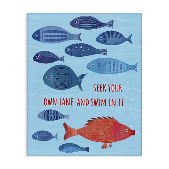 Stupell Industries Swim In Your Own Lane Nautical & Beach Painting Wrapped Canvas Art Print Wall Art, 16 x 20