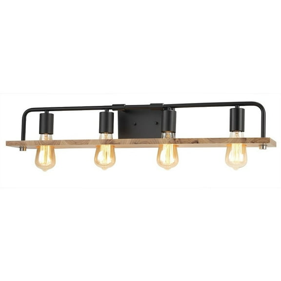 Justice Design Group Eco-8394-Wood Eco 4 Light 34" Wide Bathroom Vanity Light - Black