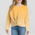 thumbnail image 2 of Tao Tao Girls Casual Twist Front Lightweight Sweatshirt Tie Dye Printed Long Sleeve Crop Tops Pullover Yellow 5 Years, 2 of 6
