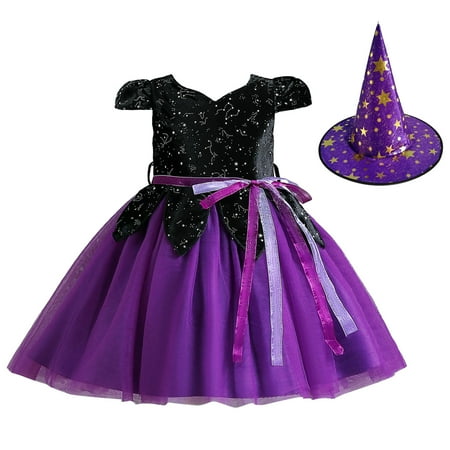

OJinShaWanO Tween Girls Dresses Kids Girls Pageant Dress Party Child Gown Princess Dress Hat Set Purple Cotton Blend 11-12 Years