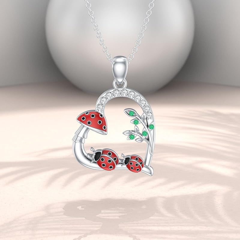 SOULMEET Ladybug/Dragonfly/Butterfly Necklace 925 Sterling Silver Unique Pendant Necklace Mother's Day Birthday Christmas Jewelry Gifts for Women Mother Wife