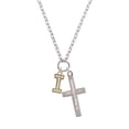 thumbnail image 2 of Delight Jewelry Goldtone Crystal Initial - I - Be Strong and Courageous Engraved Cross Zoey Necklace, 28", 2 of 4