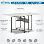 Sew Ready Mobile Fabric Cutting Table with Storage 30 H in Charcoal/White