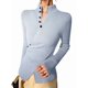 thumbnail image 1 of Suéter Básico de Punto para Mujer, Elegante Jersey de Cuello Alto con Botones, Corte Entallado, Abertura Cruzada y Larga. Azul S, 1 of 7