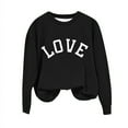 thumbnail image 5 of Girls Sweatshirts Love Heart Letter Print Cotton Drop Shoulder Long Sleeve Crewneck Pullover Kids Valentines Tops (7 Years, Black 03), 5 of 6