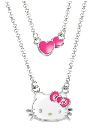 Sanrio Hello Kitty Girls Pave Fashion Jewelry Necklace - 16+3 Necklace,  Neon Pink - Officially Licensed Authentic