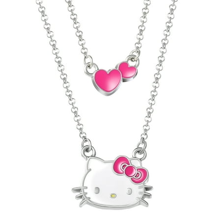 Sanrio Girl's/Tween Hello Kitty Silver-Tone Enamel Hearts Double Necklace