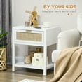 thumbnail image 4 of HOMCOM Boho Bedside Table with Drawer, Open Shelf and Rattan Element, 4 of 10