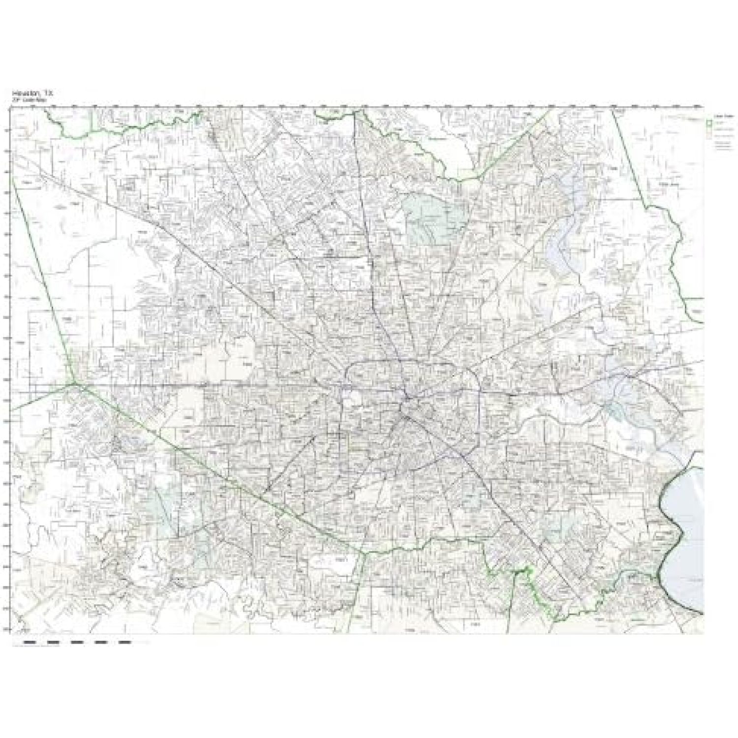ZQRPCA Zip Code Wall Map of Houston, TX Zip Code Map Not Laminated