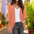 thumbnail image 2 of Bwdbhd Shrugs for Summer Women's Open Front Shrug Long Sleeve Bolero Lightweight Cardigan Sweaters Short Tops Orange,XL, 2 of 4