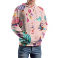 thumbnail image 5 of Colorful Lanterns And Birds Pattern Men's Women Vintage 3D Hooded Sweatshirt - All-Season Loose Fit Streetwear, 5 of 6